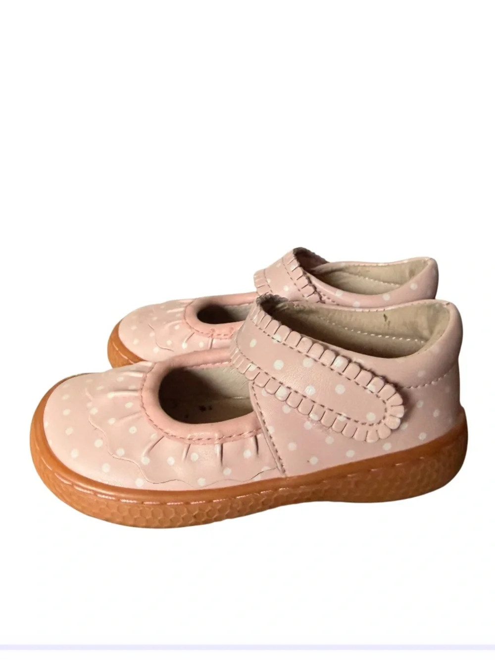 Livie & Luca Pink Polka Dot Leather Mary Janes-Size 5